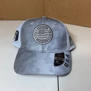 OHT United We Stand USA Trucker Hat Gray Camo American Flag Patch‎ Baseball Cap
